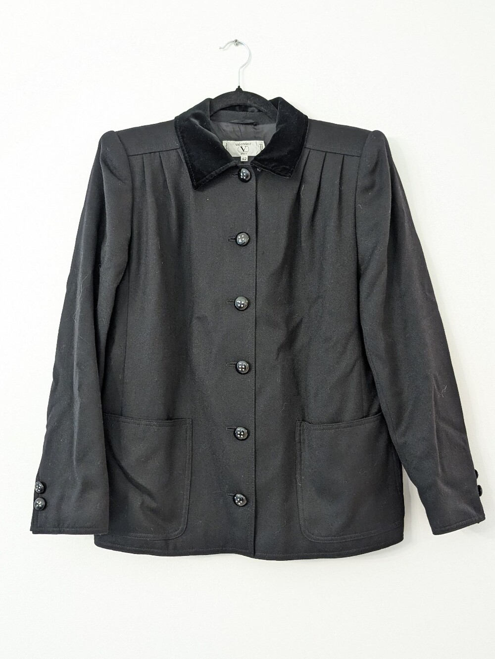 Valentino Miss V Vintage Black Wool Coat